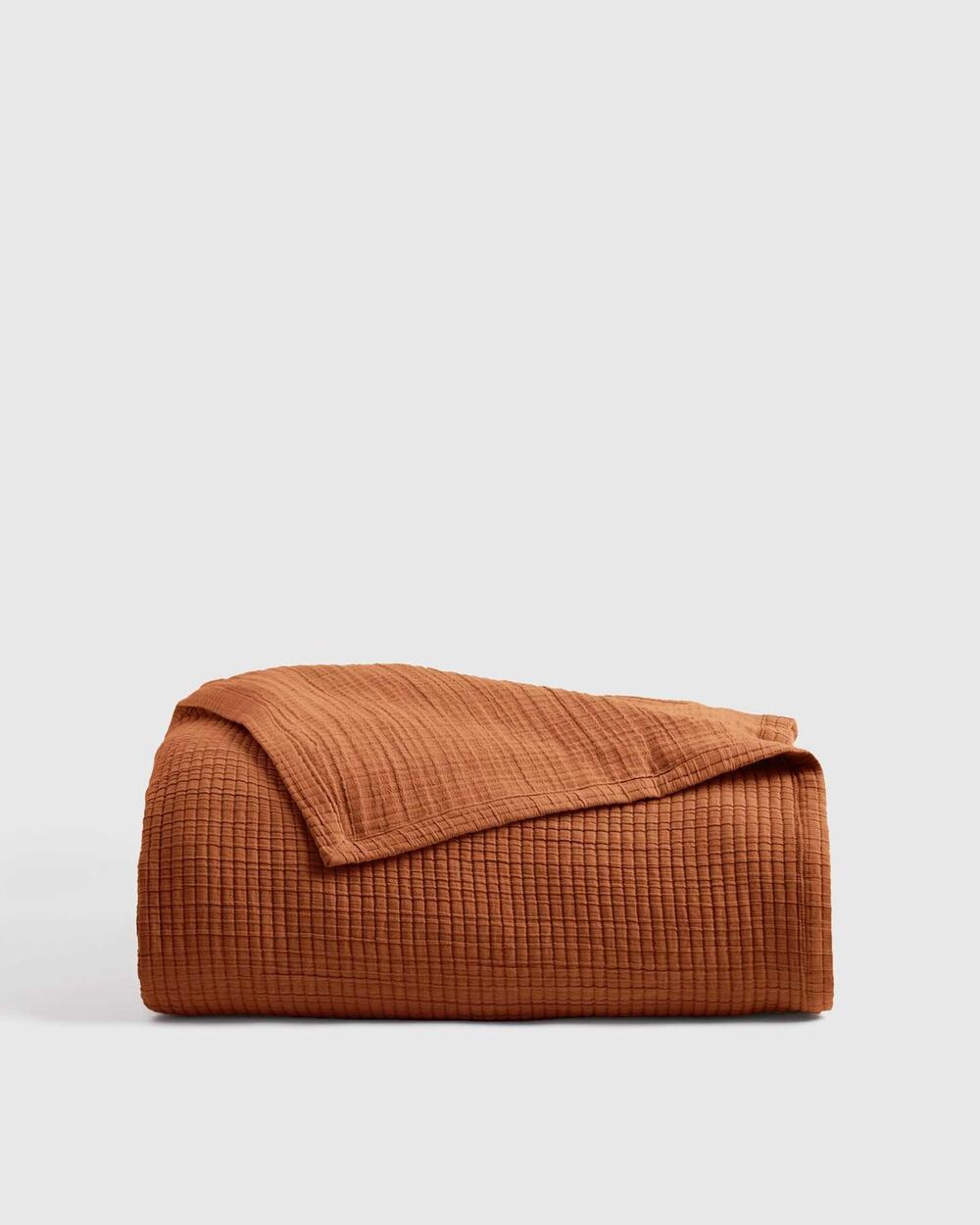 Quince Organic Ribbed Cotton Coverlet FULL QUEEN Terracotta NO SHAMS